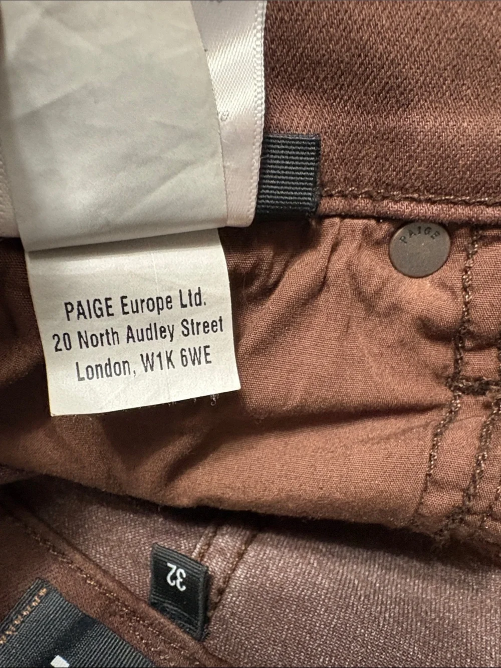 PAIGE Transcend Federal Slim Straight Jean Sumatra Blend Brown Men's 32 x 29.5